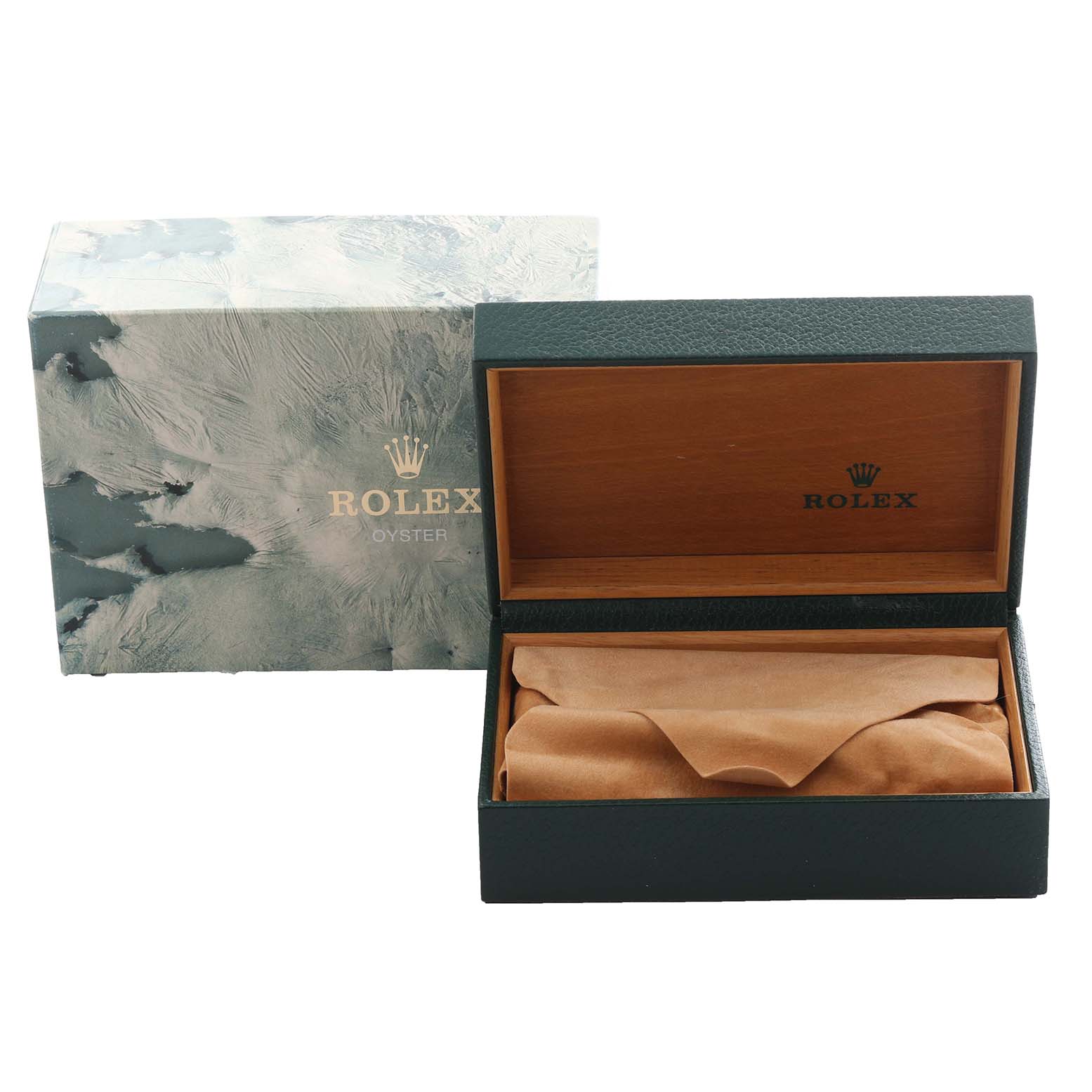 The image shows the open box and packaging for a Rolex Datejust 16233 Men's Steel and Gold (two tone) Champagne Dial 16233 Men's Steel and Gold (two tone) Champagne Dial watch, highlighting the Rolex branding.