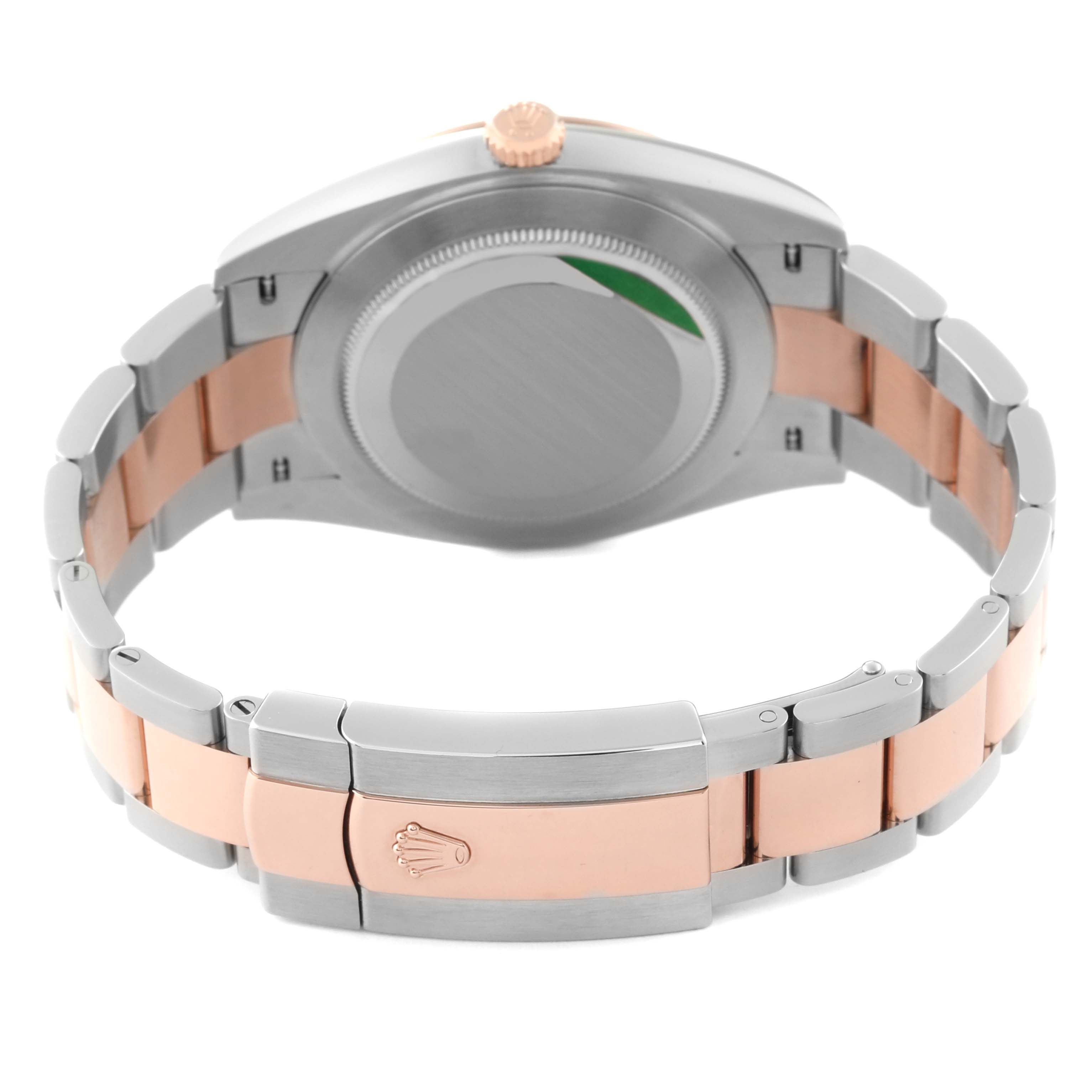 The image shows the back view of a Rolex Datejust 41 126301 Men's Steel and Gold (two tone) Brown Dial 126301 Men's Steel and Gold (two tone) Brown Dial watch, highlighting the case back and bracelet clasp.