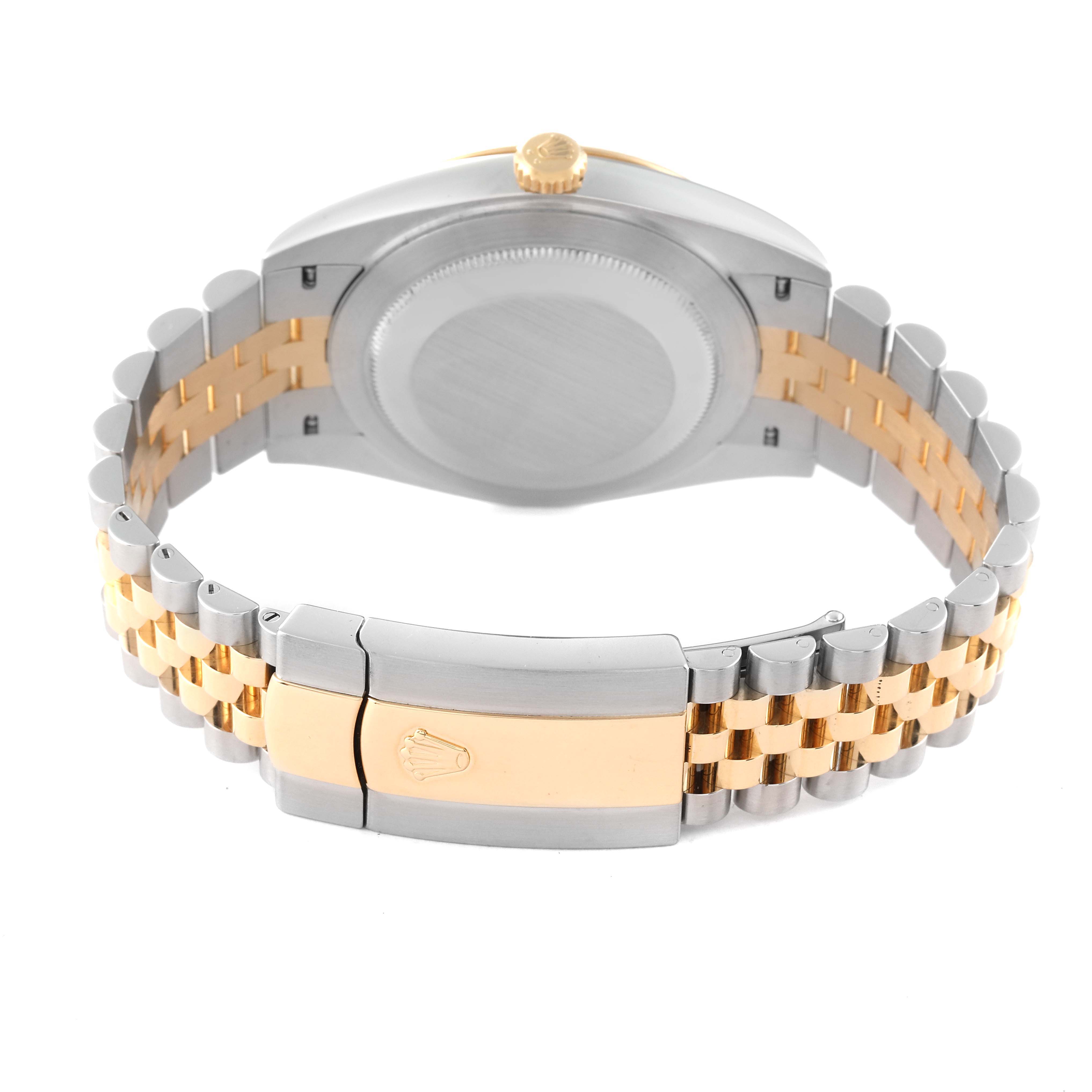 This image shows the back and clasp of the Rolex Datejust 41 126333 Men's Steel and Gold (two tone) Grey Dial 126333 Men's Steel and Gold (two tone) Grey Dial, highlighting the two-tone bracelet without the watch face visible.