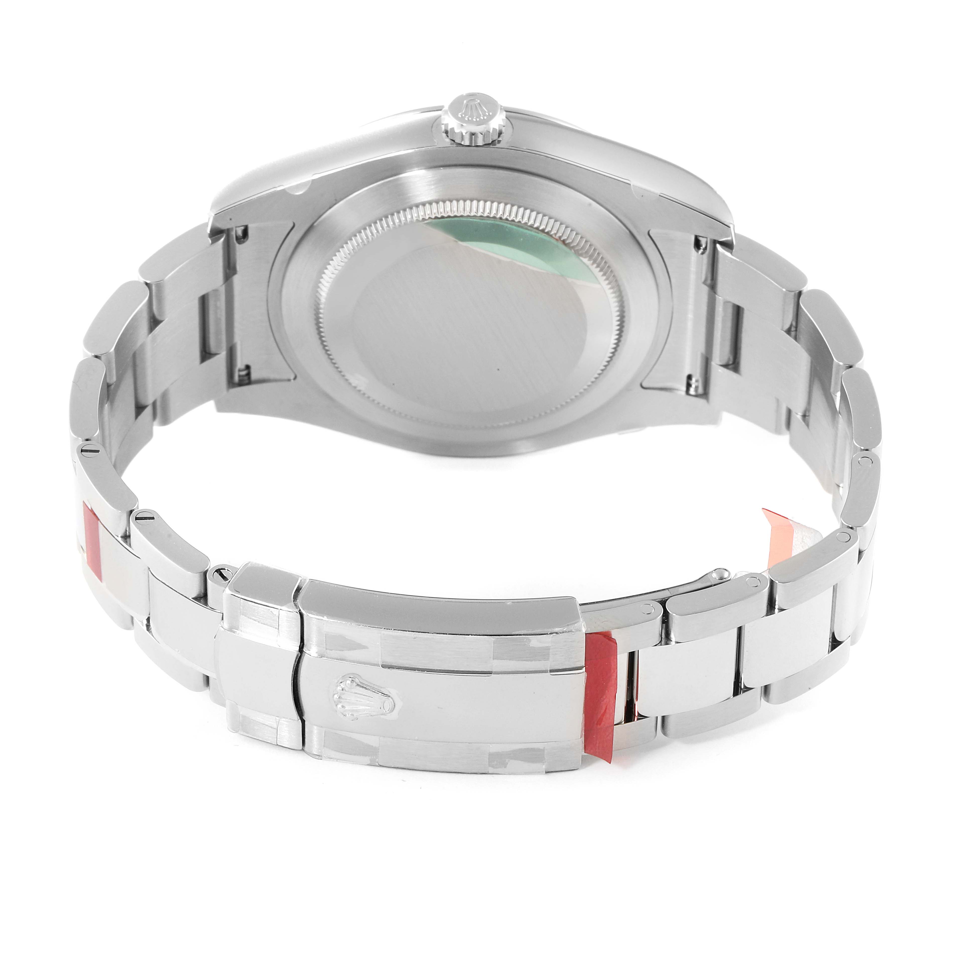 This image shows the back view and clasp of the Rolex Datejust 41 116300 Men
s Stainless Steel Black Dial 116300 Men
s Stainless Steel Black Dial watch.