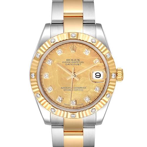 Photo of Rolex Datejust Midsize Yellow Gold Steel Goldust MOP Diamond Ladies Watch 178313