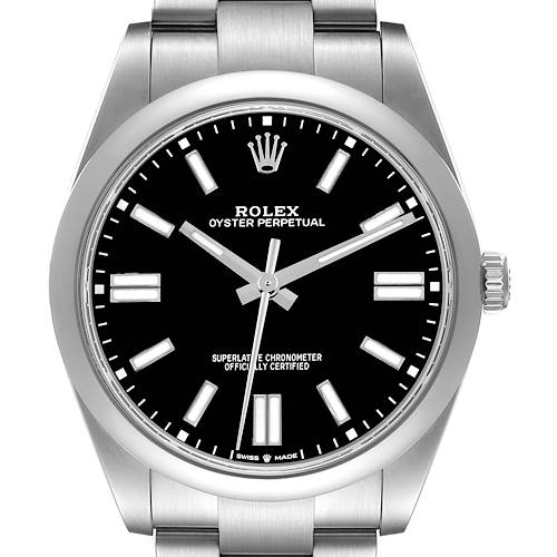 Photo of Rolex Oyster Perpetual 41 Steel Black Dial Mens Watch 124300 Box Card