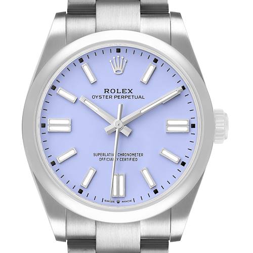 Photo of Rolex Oyster Perpetual 41 Steel Lavender Dial Mens Watch 134300 Box Card Unworn