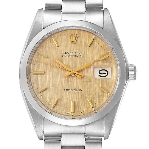 Photo of Rolex OysterDate Precision Linen Dial Steel Vintage Mens Watch 6694 