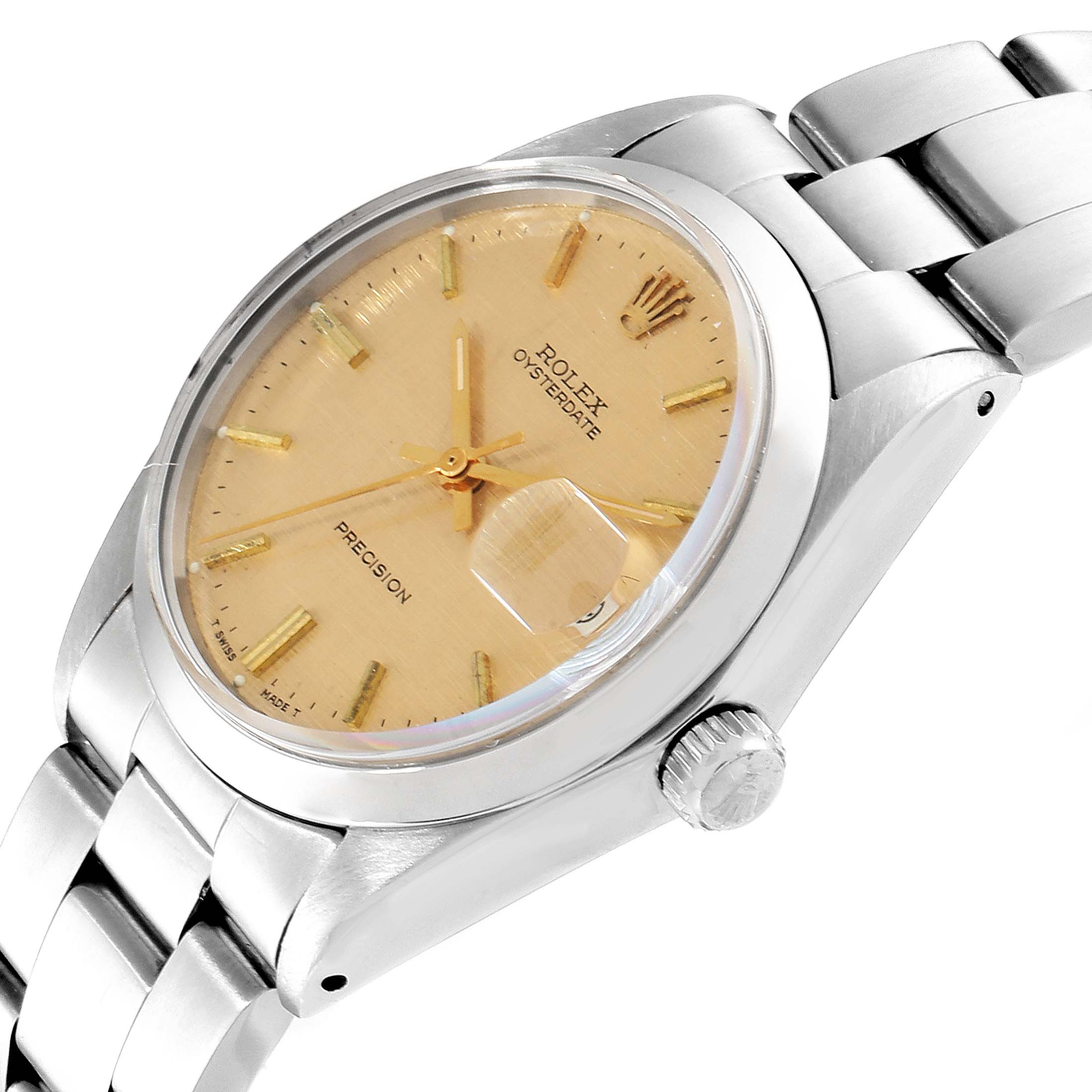 The Rolex Vintage Collection 6694 Men's Stainless Steel Champagne Dial 6694 Men's Stainless Steel Champagne Dial watch is shown at a three-quarter angle, highlighting the dial, bracelet, and crown.