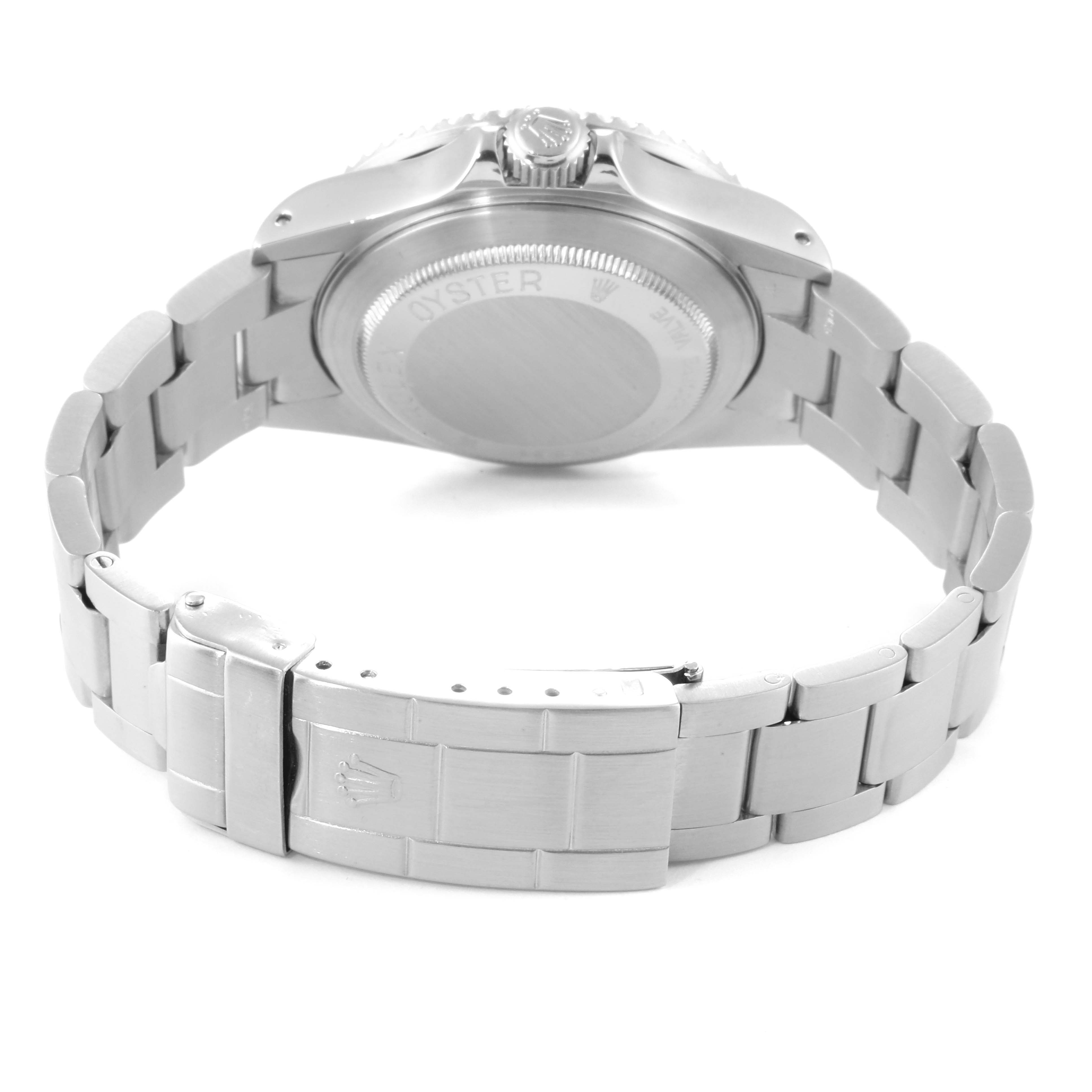 The image shows the back and the bracelet of the Rolex 16660 Men's Stainless Steel Black Dial 16660 Men's Stainless Steel Black Dial Seadweller Automatic Steel Vintage Men's Watch 16660 Box Papers model.