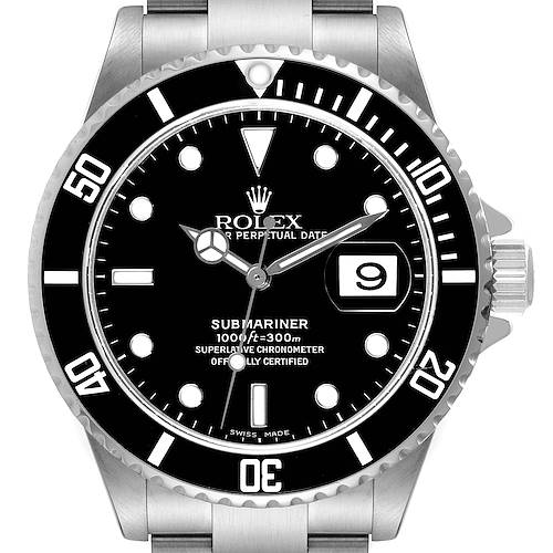 Photo of Rolex Submariner Black Dial Steel Mens Watch 16610 Box Papers