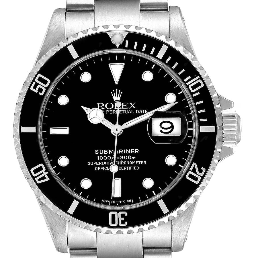 Rolex Submariner Date Black Dial Steel Mens Watch 16610 SwissWatchExpo