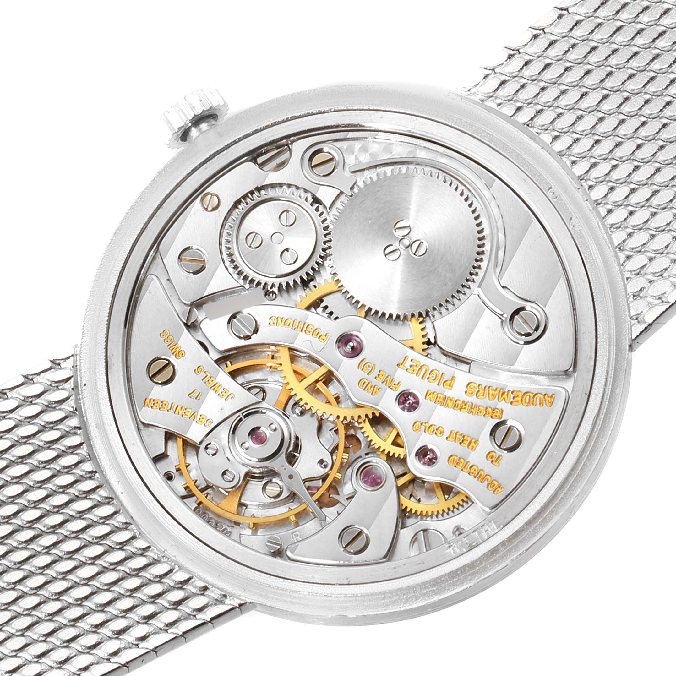 This image shows the internal mechanical parts of a Vintage Audemars Piguet watch viewed from the back.