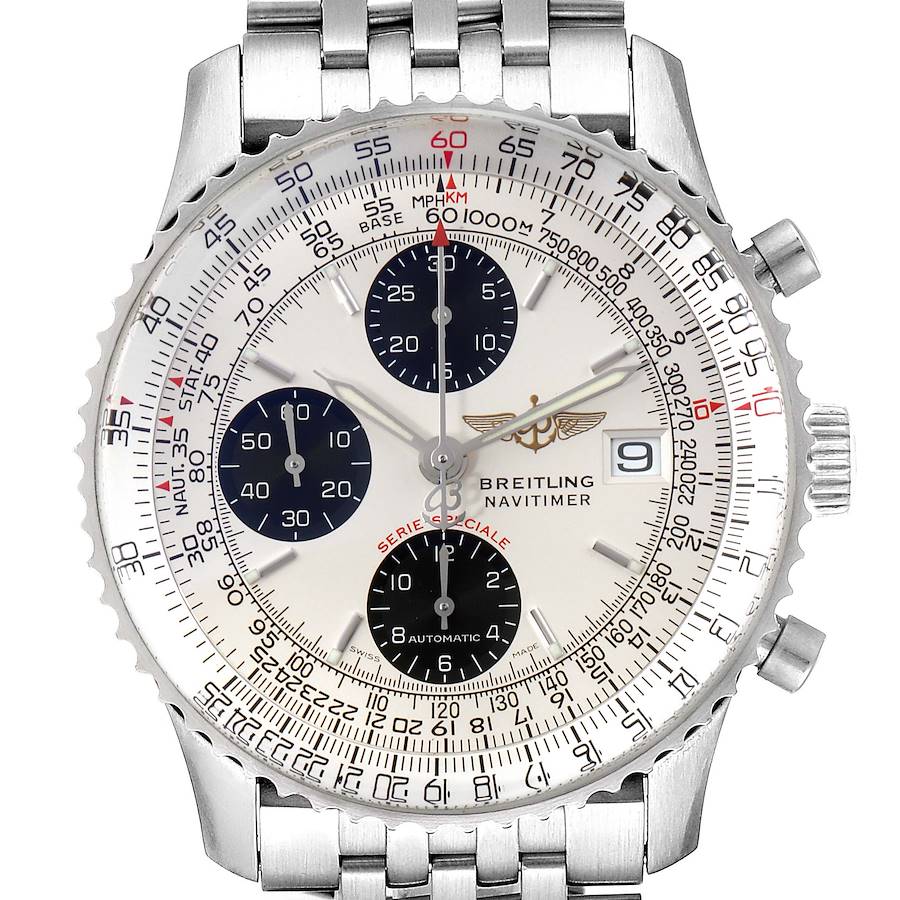 Breitling Navitimer Fighter Panda Dial Steel Mens Watch A13330 Box Papers SwissWatchExpo