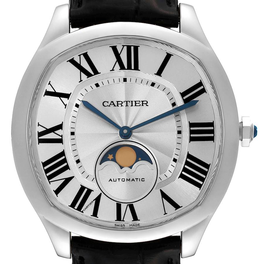 Cartier Drive Silver Dial Moonphase Steel Mens Watch WSNM0008 SwissWatchExpo