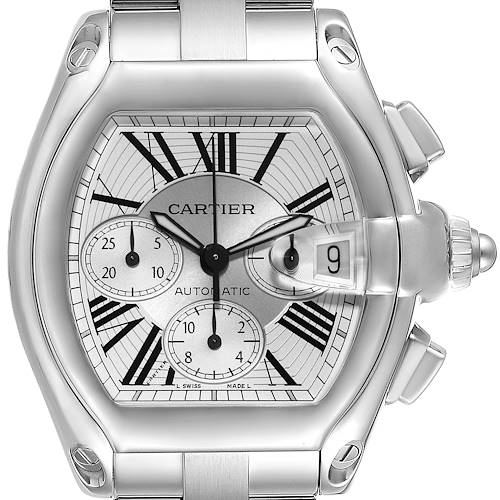 Photo of Cartier Roadster XL Chronograph Steel Mens Watch W62019X6 Box Papers