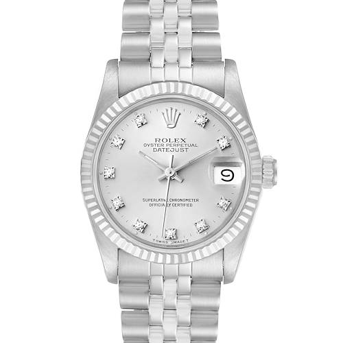 Photo of Rolex Datejust Midsize Steel White Gold Diamond Dial Ladies Watch 68274