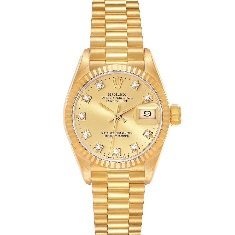 Rolex Datejust President Champagne Diamond Dial Yellow Gold Ladies Watch 69178 SwissWatchExpo