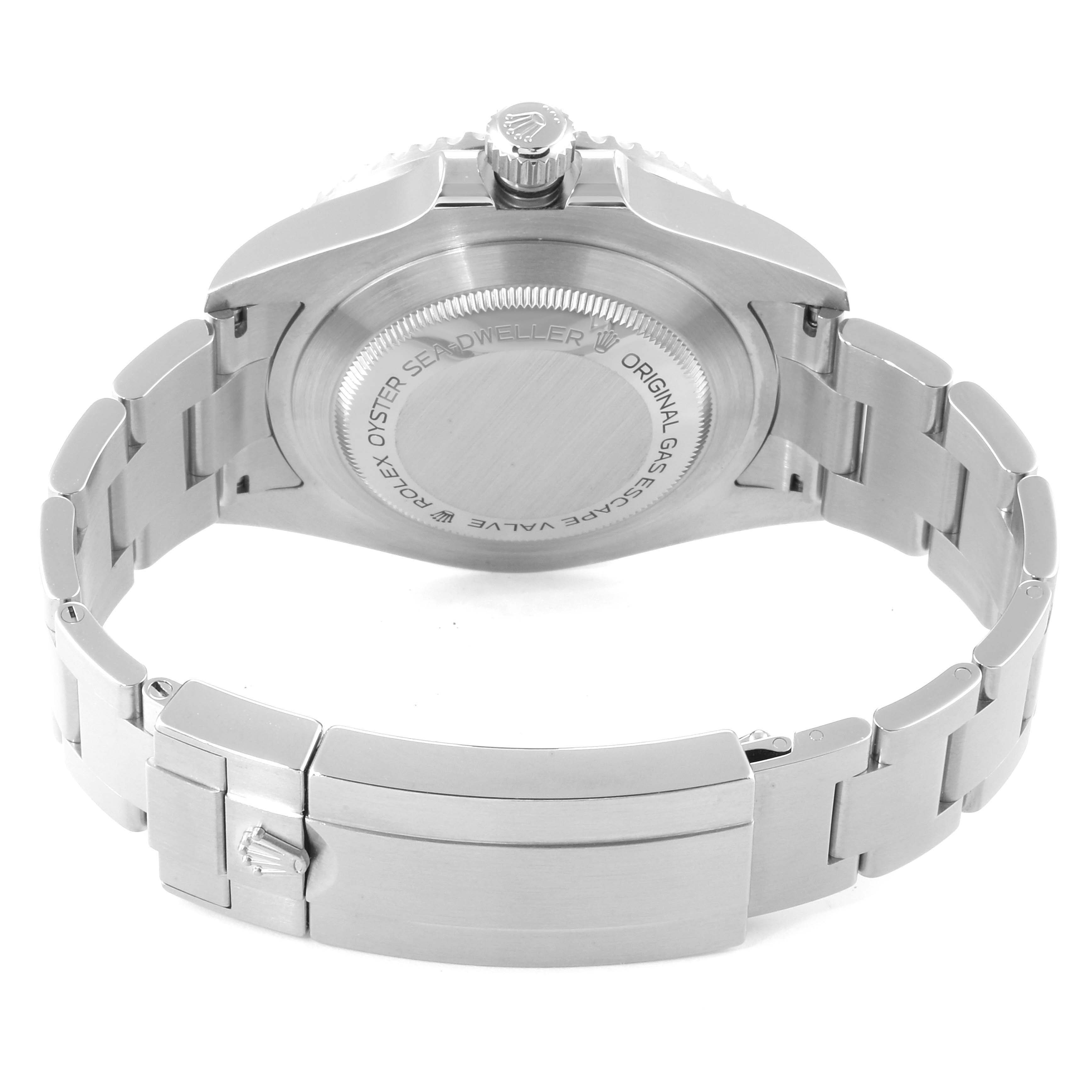 This image shows the back view of a Rolex Sea-Dweller 126600 Men
s Stainless Steel Black Dial 126600 Men
s Stainless Steel Black Dial watch, highlighting the case and bracelet.