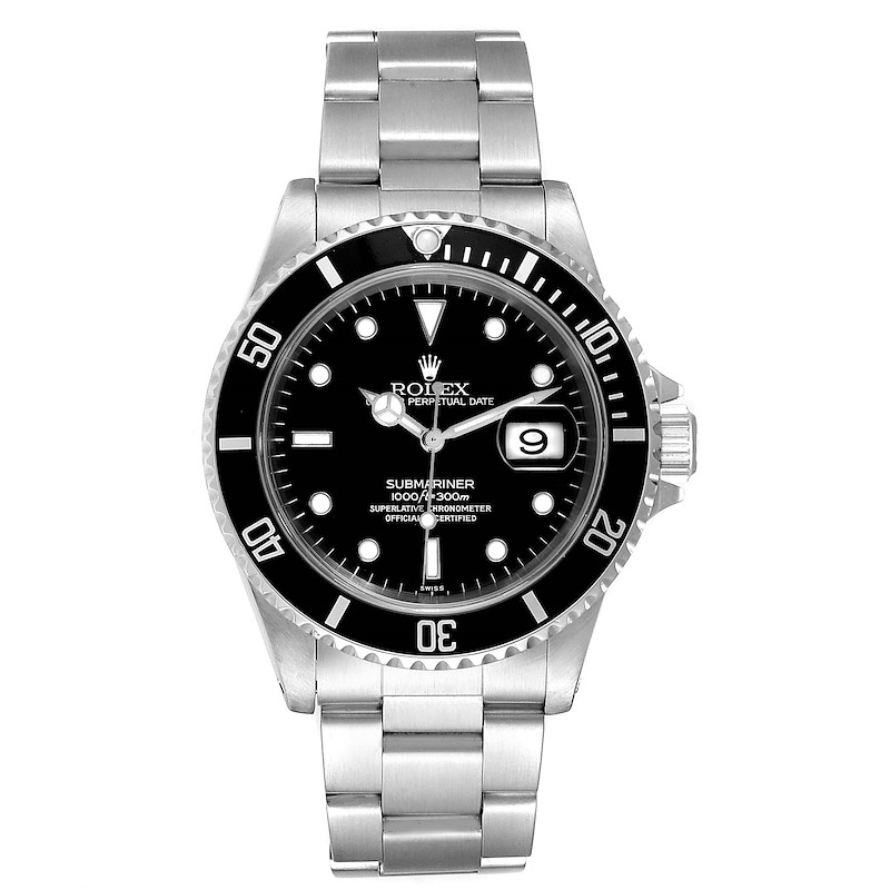 Rolex Submariner 40mm Black Dial Steel Mens Watch 16610 Box  SwissWatchExpo