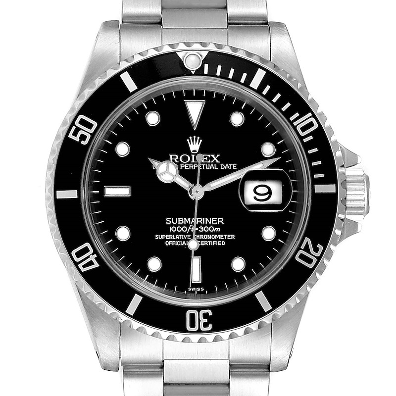 Rolex Submariner 40mm Black Dial Steel Mens Watch 16610 Box  SwissWatchExpo