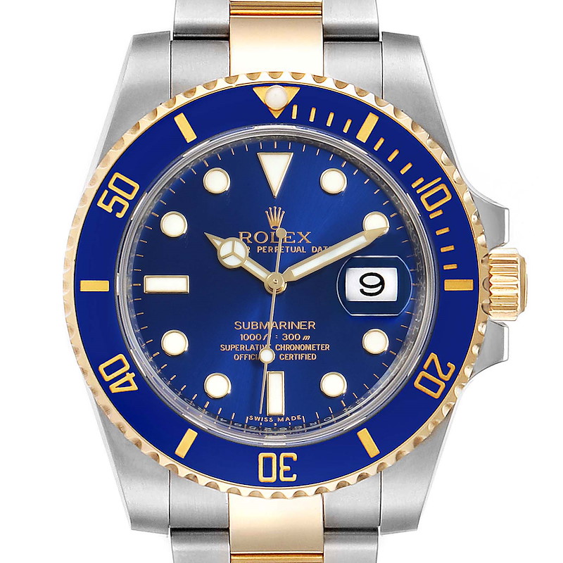 Rolex Submariner Blue Dial Steel Yellow Gold Mens Watch 116613 Box Card  SwissWatchExpo