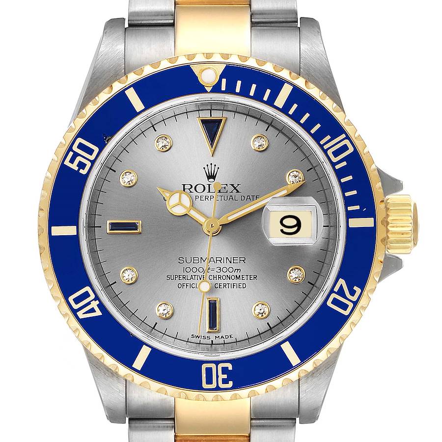 Rolex Submariner Steel Gold Diamond Sapphire Serti Dial Mens Watch 16613 PARTIAL PAYMENT NOT FOR SALE SwissWatchExpo