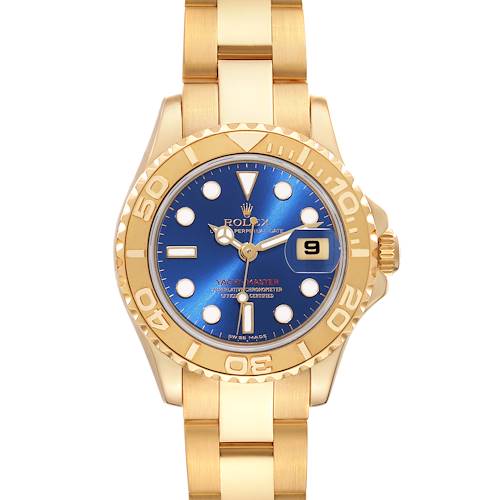 Photo of Rolex Yachtmaster 29 Yellow Gold Blue Dial Ladies Watch 69628