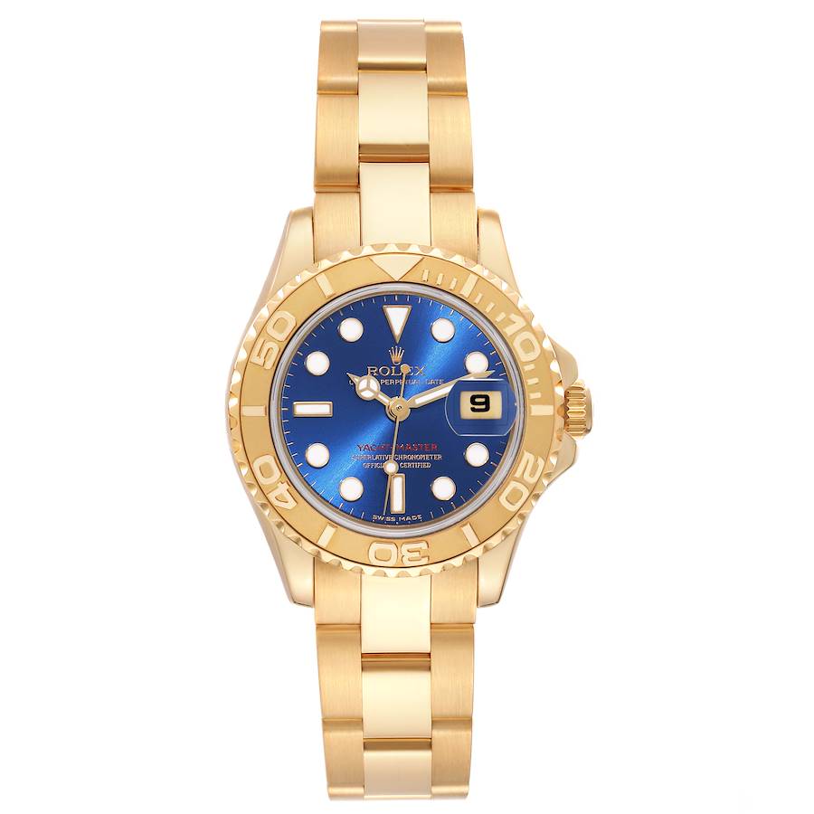 Rolex Yachtmaster 29 Yellow Gold Blue Dial Ladies Watch 69628 ...