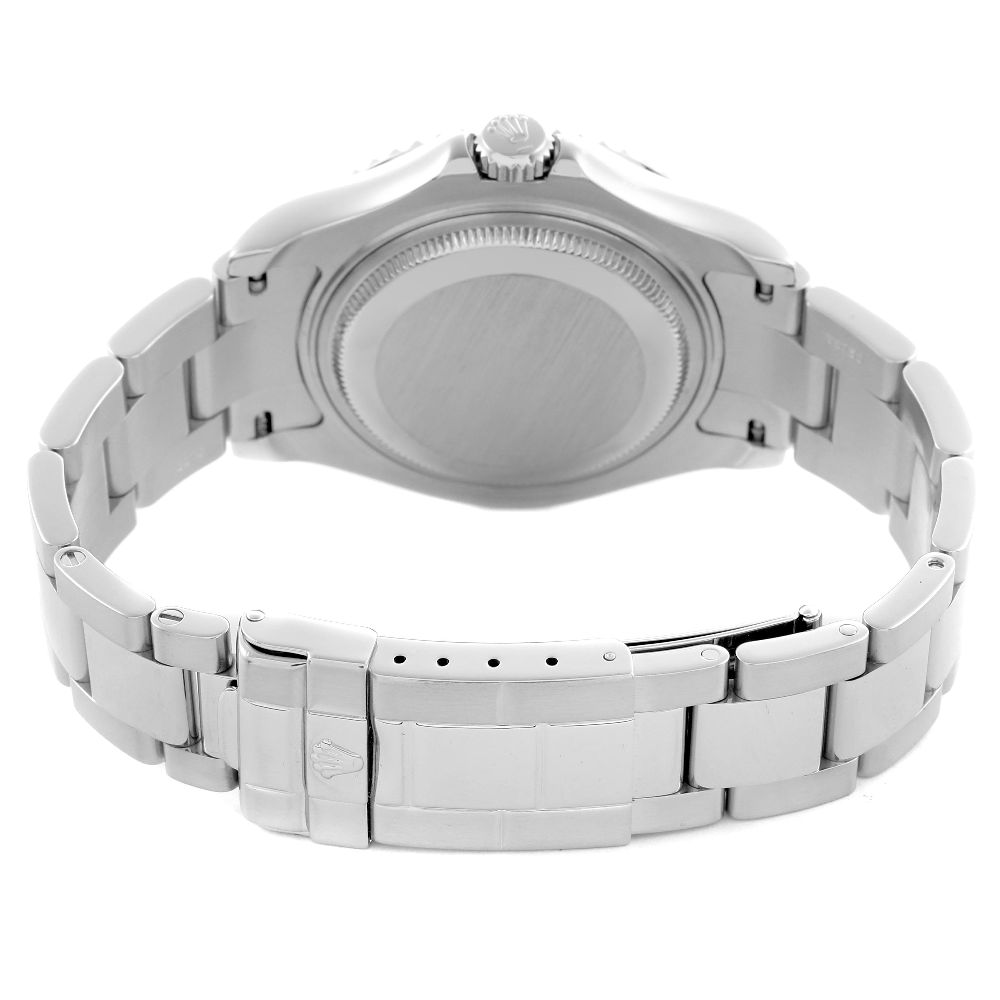 The image shows the back and bracelet of a Rolex Yacht-Master 168622 Men's Stainless Steel Silver Dial 168622 Men's Stainless Steel Silver Dial, highlighting the clasp and case back.