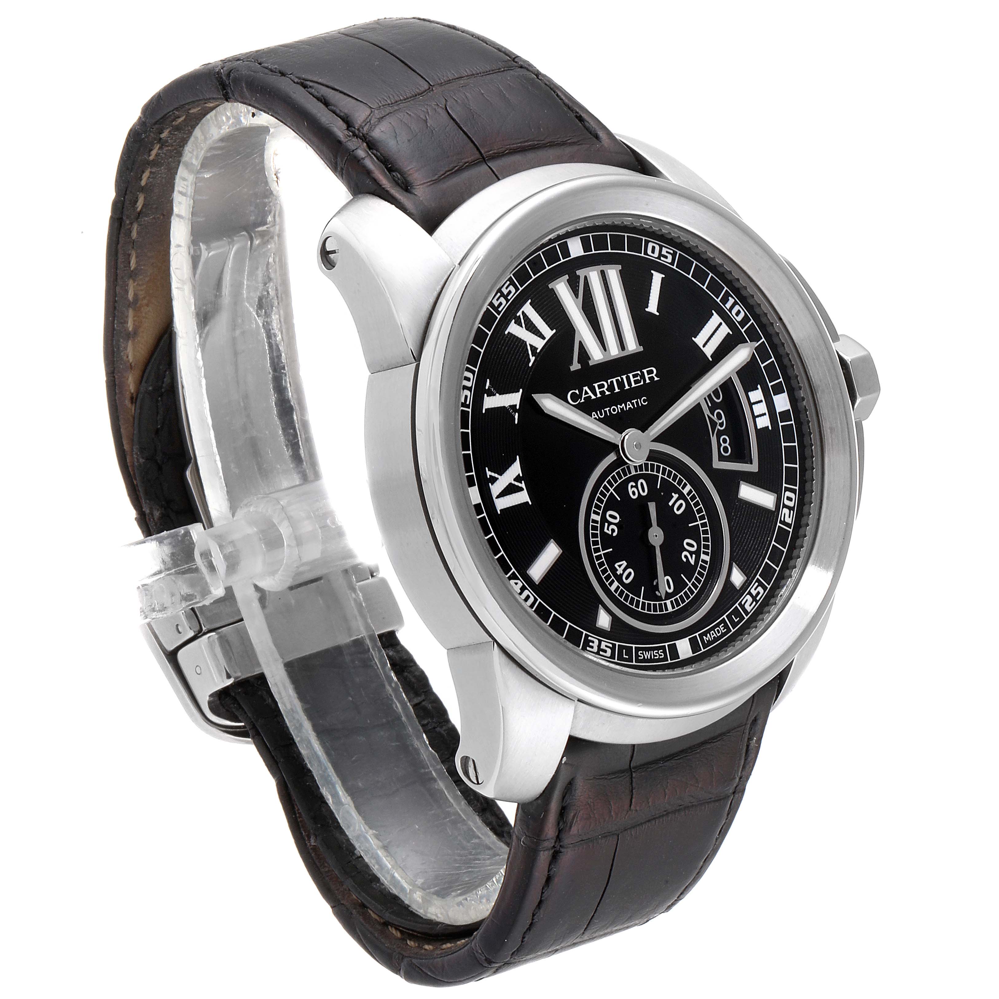 Cartier Calibre Black Dial Automatic Steel Mens Watch W7100041 ...