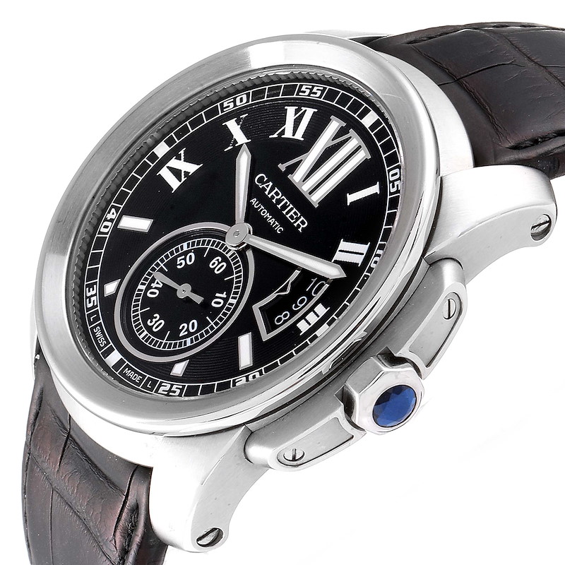 Cartier Calibre Black Dial Automatic Steel Mens Watch W7100041