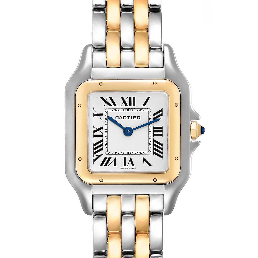Cartier Panthere Ladies Steel Yellow Gold 2 Row Watch W2PN0007 Box Card SwissWatchExpo