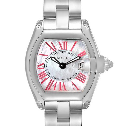 Photo of Cartier Roadster Mother of Pearl Dial Steel Ladies Watch W6206006 Box Papers