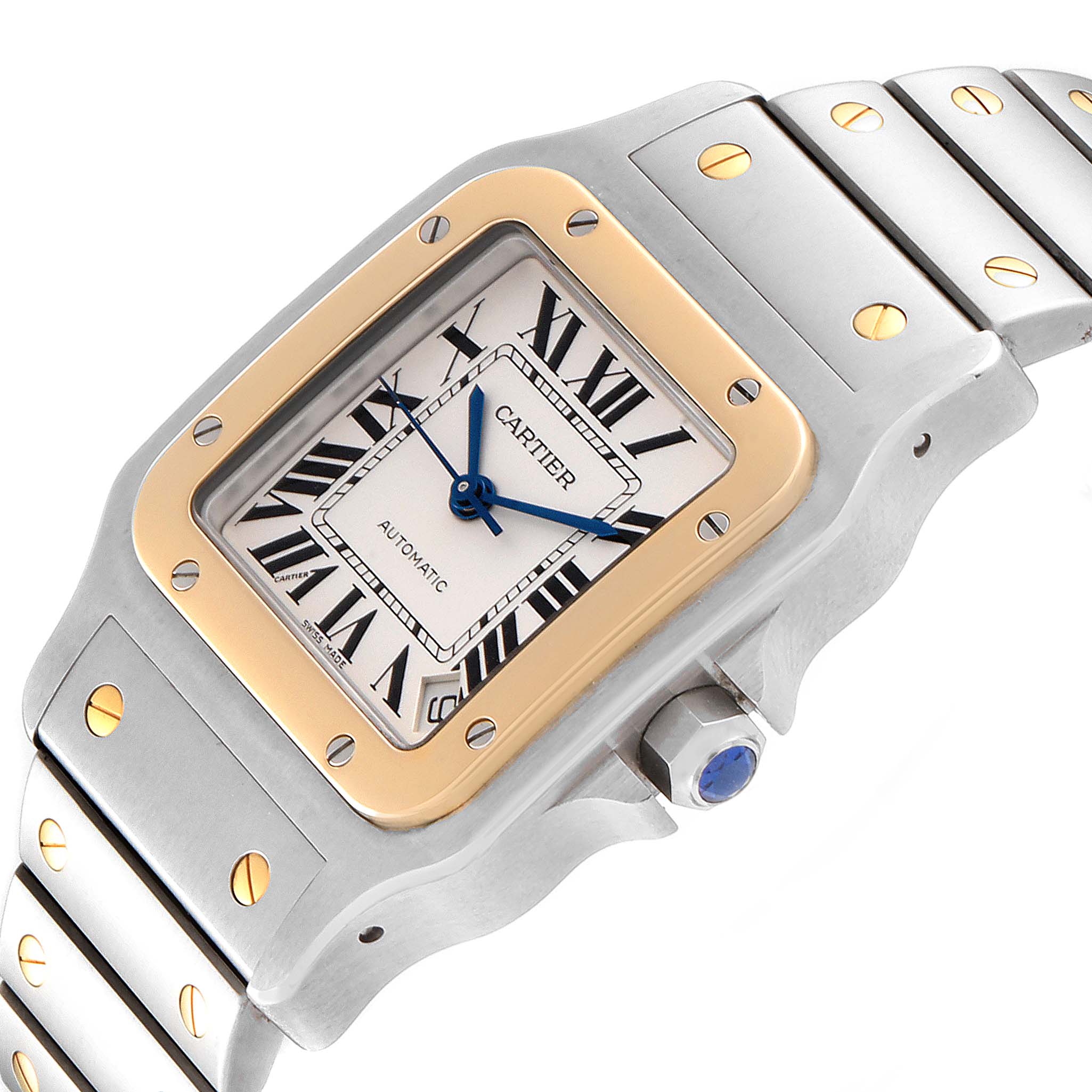 Cartier Santos Galbee XL Steel Yellow Gold Mens Watch W20099C4 SwissWatchExpo
