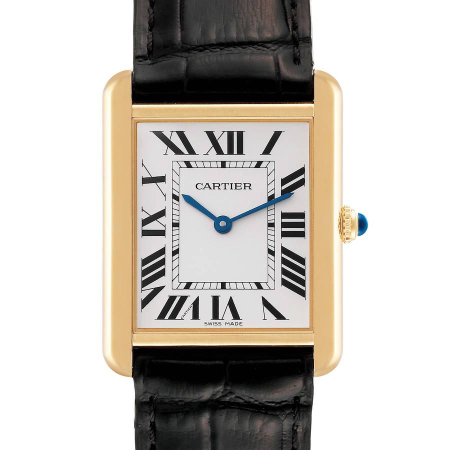 Cartier Tank Solo Large Yellow Gold Steel Mens Watch W5200004 Card SwissWatchExpo