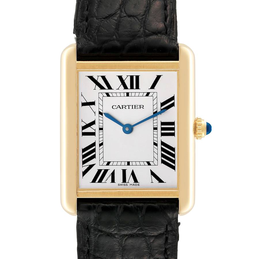 Cartier Tank Solo Large Yellow Gold Steel Mens Watch W5200004 Card SwissWatchExpo