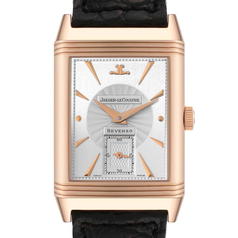 Jaeger LeCoultre Reverso Art Deco Rose Gold Silver Dial Mens Watch 270.2.62 SwissWatchExpo