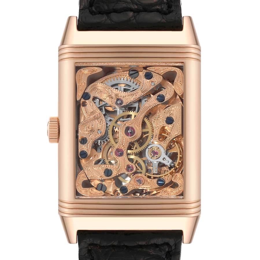 Jaeger LeCoultre Reverso Art Deco Rose Gold Silver Dial Mens Watch 270.2.62 SwissWatchExpo