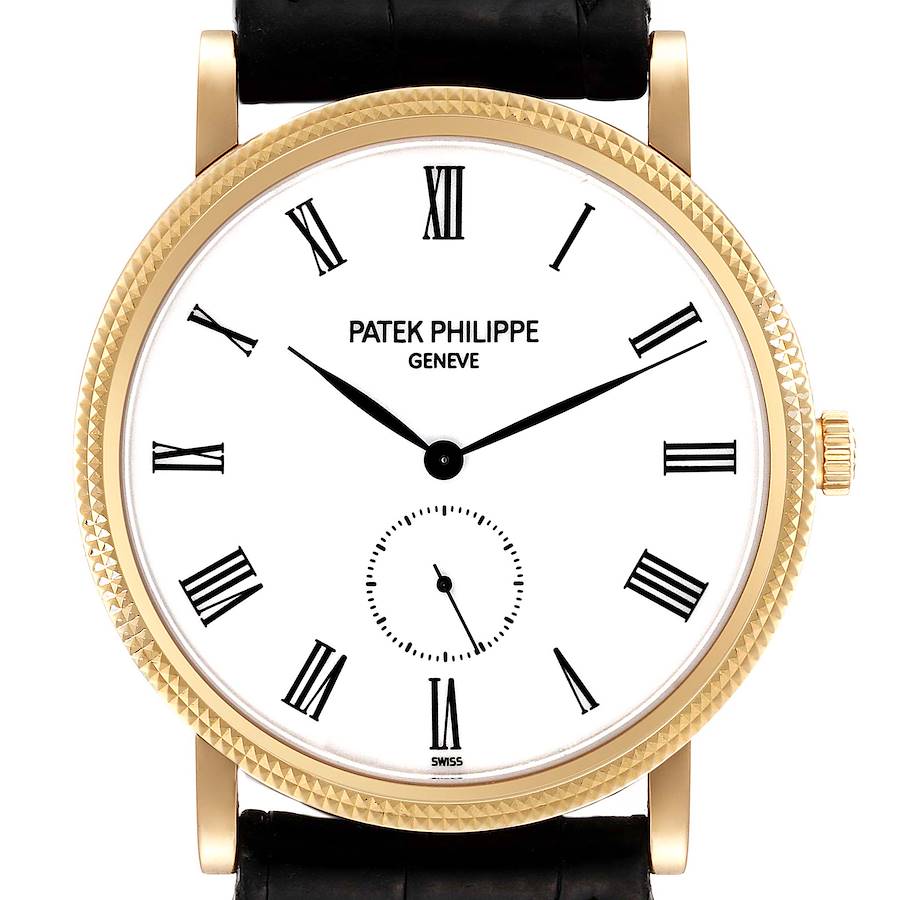 Patek Philippe Calatrava Yellow Gold White Dial Mens Watch 5119 SwissWatchExpo