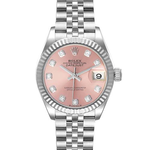 Photo of Rolex Datejust 28 Steel White Gold Pink Diamond Dial Ladies Watch 279174