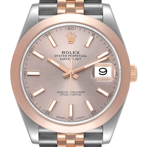 Photo of Rolex Datejust 41 Steel Rose Gold Sundust Dial Mens Watch 126301 Box Card