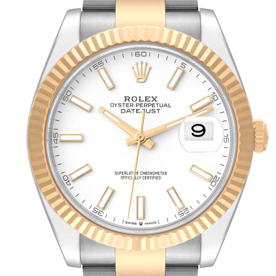 Rolex Datejust 41 Steel Yellow Gold White Dial Mens Watch 126333 Unworn SwissWatchExpo