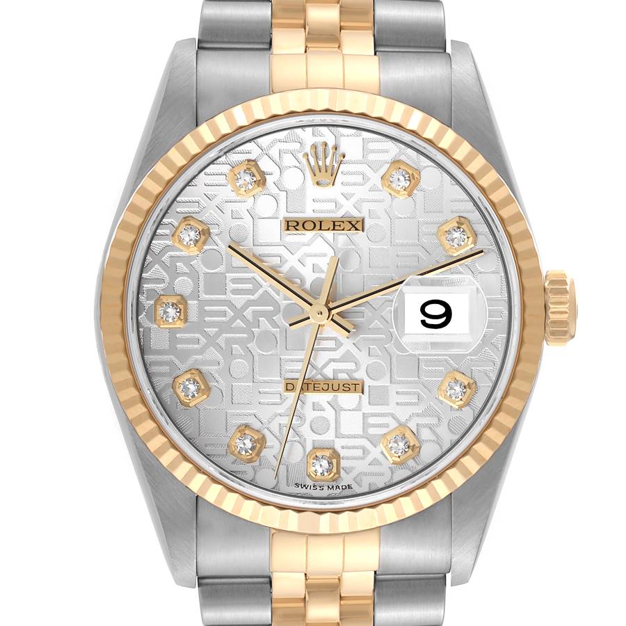 Rolex Datejust Anniversary Diamond Dial Steel Yellow Gold Mens Watch 16233 SwissWatchExpo