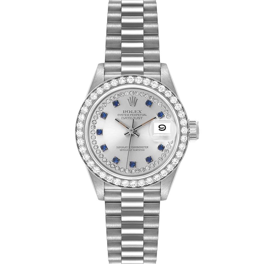Rolex Datejust President White Gold Diamond Sapphire Ladies Watch 69139 SwissWatchExpo