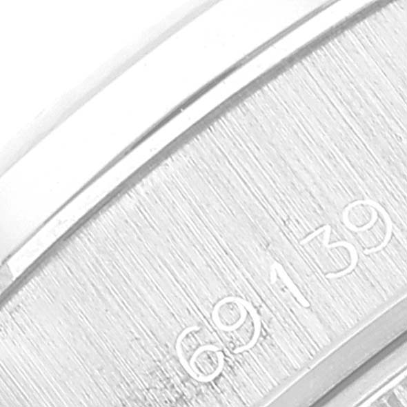 The image shows a close-up of the engraved model number 69139 on the inner bezel of a Rolex President 69139 Women's White Gold Silver Dial 69139 Women's White Gold Silver Dial watch.