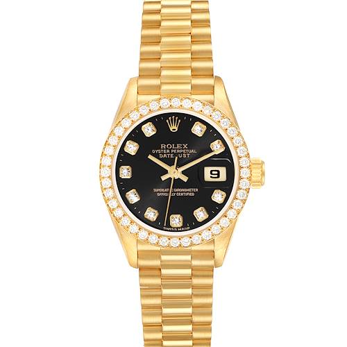 Photo of Rolex Datejust President Yellow Gold Black Dial Diamond Ladies Watch 69138