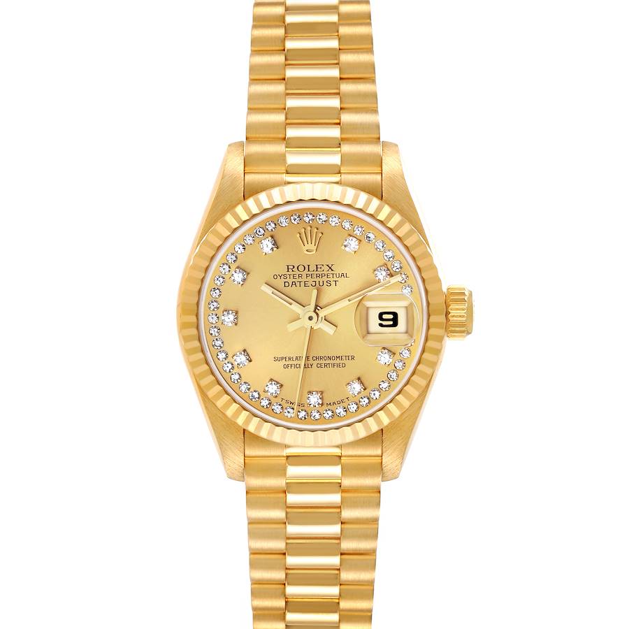 Rolex Datejust President Yellow Gold Diamond Ladies Watch 69178 Box Papers SwissWatchExpo