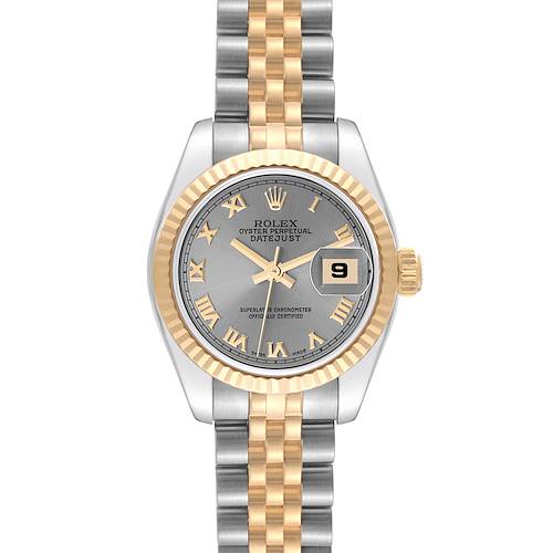 Photo of Rolex Datejust Steel Yellow Gold Slate Dial Ladies Watch 179173 Box Card