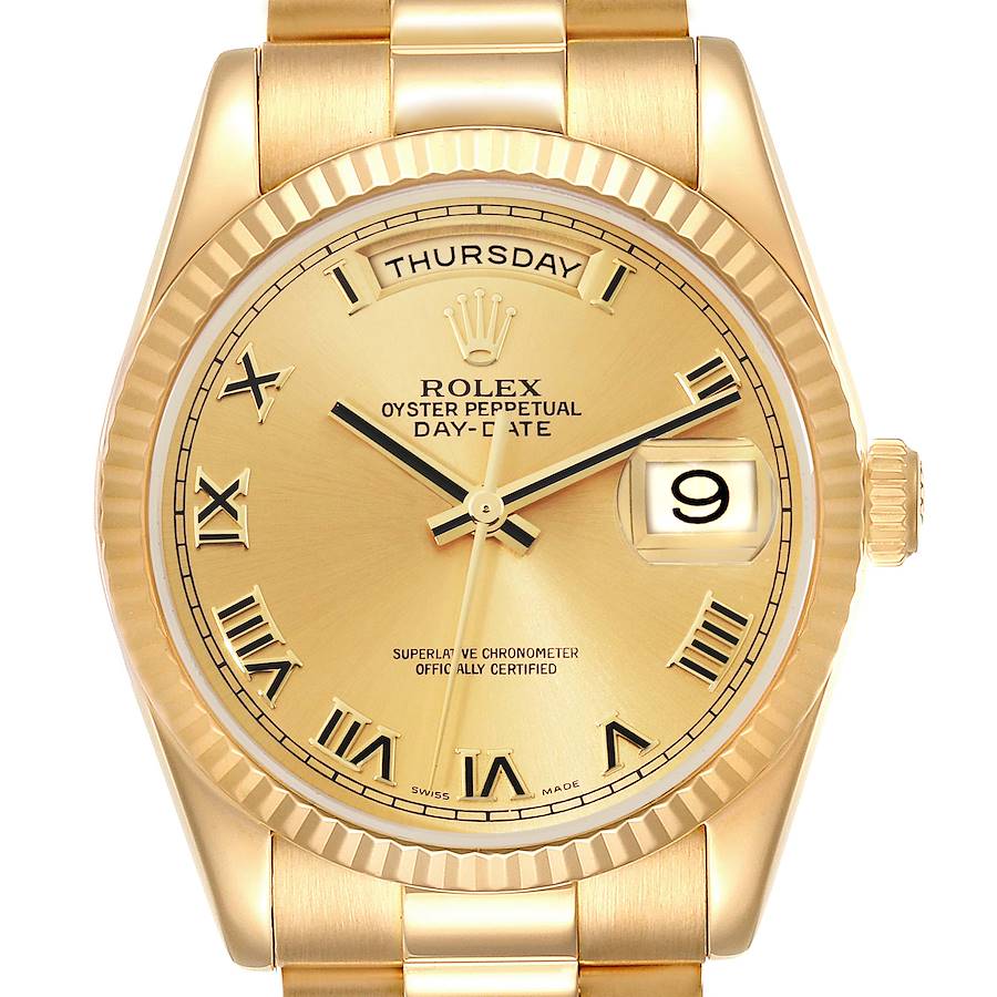 Rolex Day Date President Yellow Gold Champagne Dial Mens Watch 118238 SwissWatchExpo