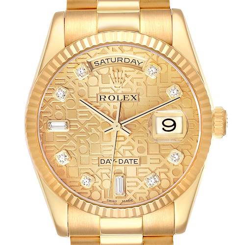 Photo of Rolex Day-Date President Yellow Gold Diamond Dial Mens Watch 118238