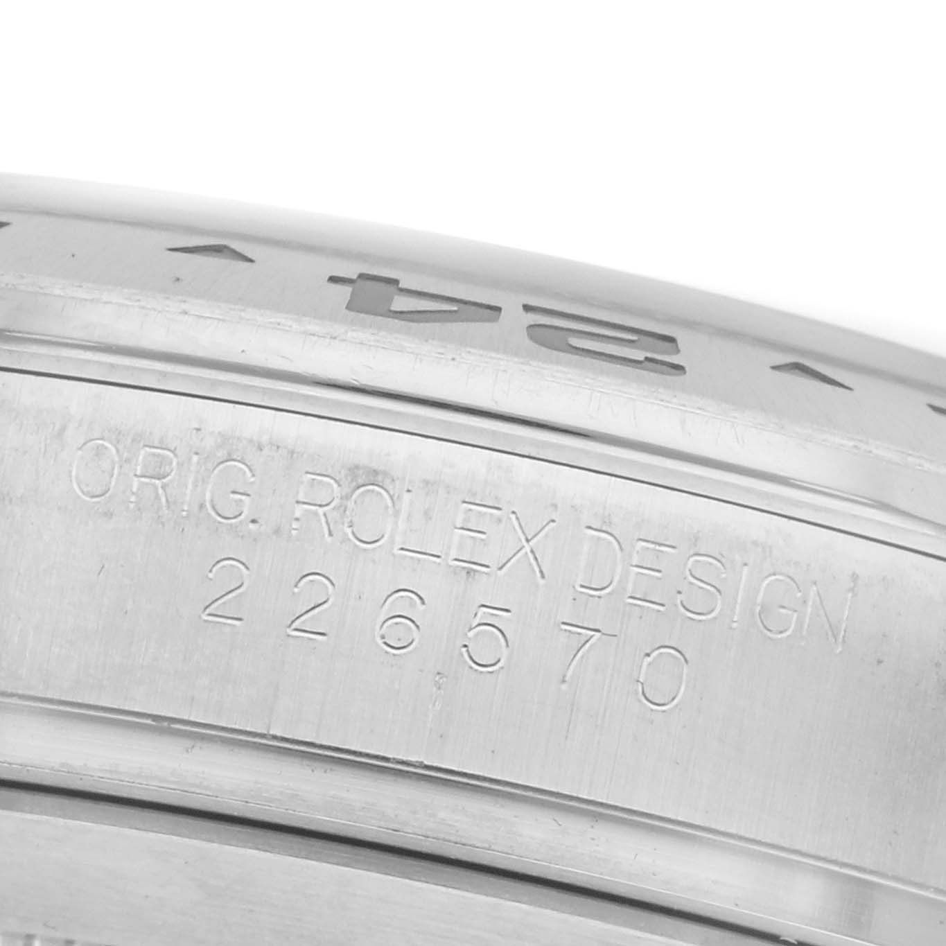 The image shows a close-up of the side engraving on the bezel of a Rolex Explorer 226570 Men's Stainless Steel White Dial 226570 Men's Stainless Steel White Dial, highlighting its model number.
