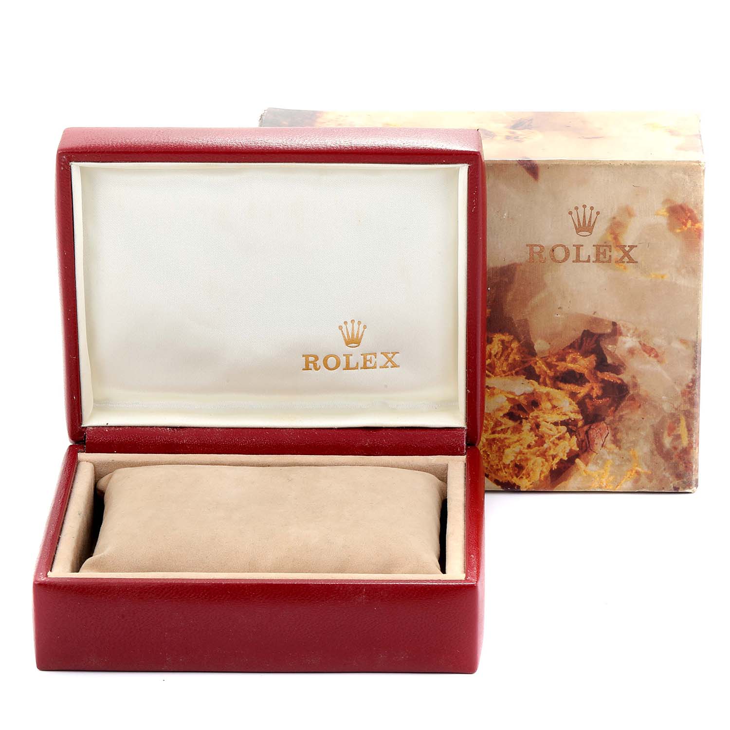 The image shows the open box and external packaging for the Rolex 67193 Women
s Steel and Gold (two tone) Champagne Dial 67193 Women
s Steel and Gold (two tone) Champagne Dial Oyster Perpetual Steel Yellow Gold Ladies Watch 67193.