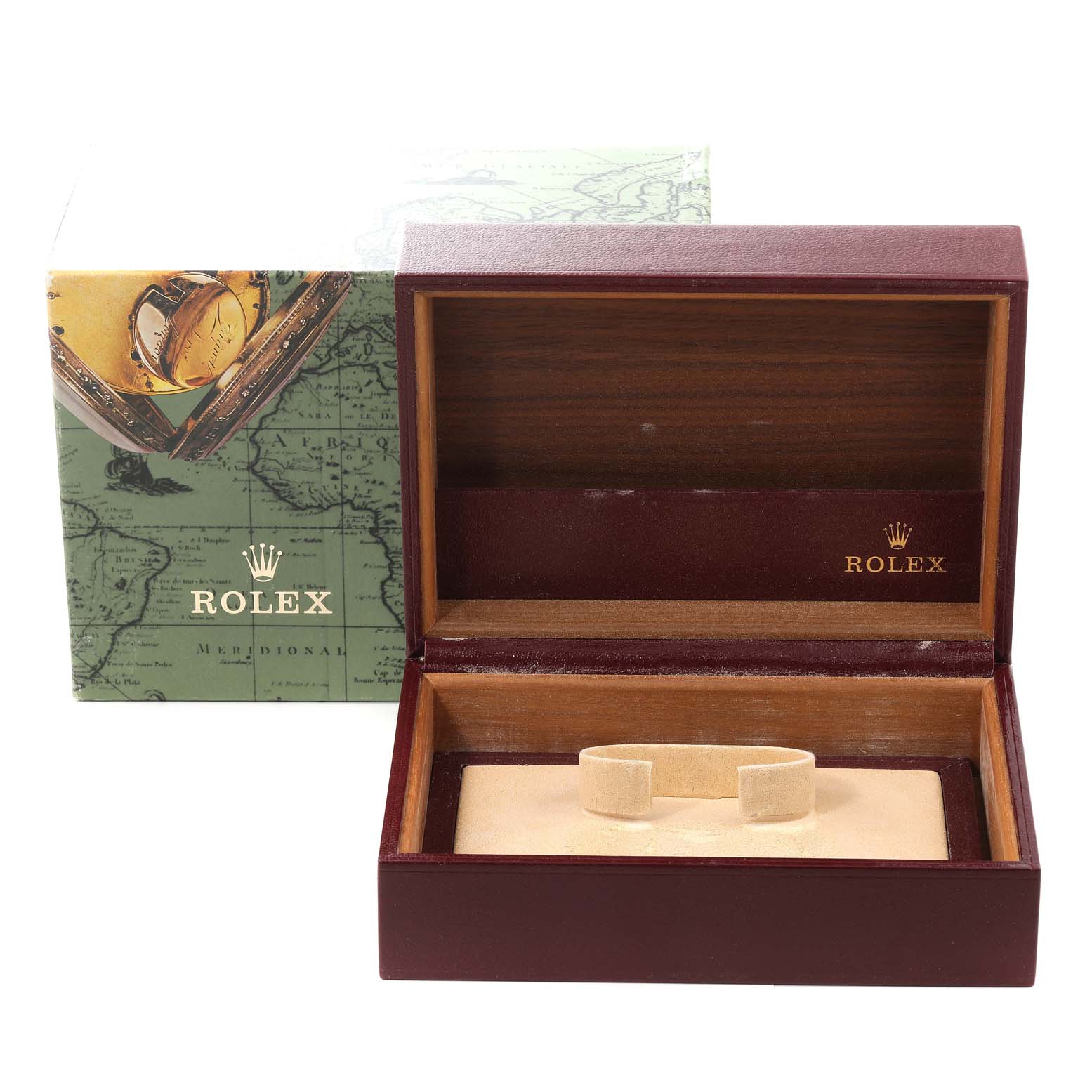 The image shows the open box and external packaging for a Rolex President 68278 Women
s Yellow Gold Champagne Dial 68278 Women
s Yellow Gold Champagne Dial model watch.